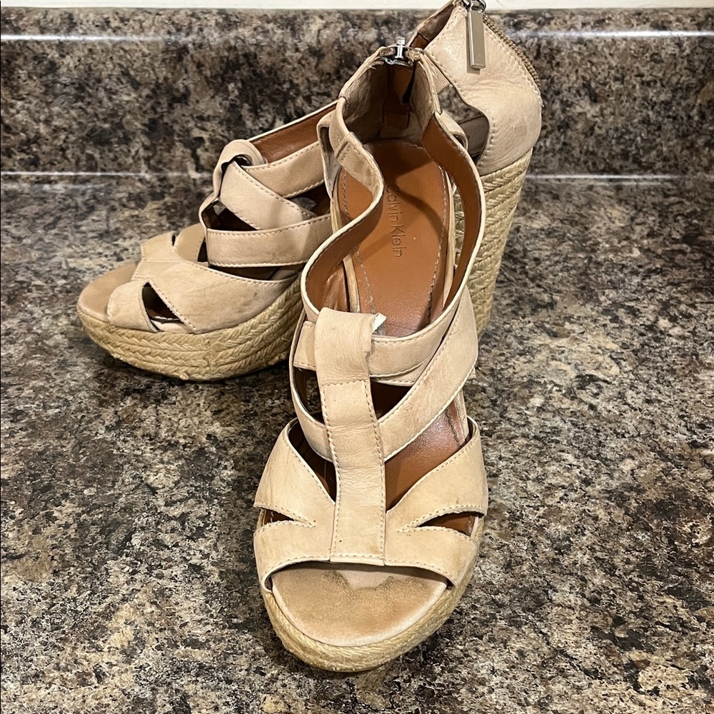 Calvin Klein Tan Wedge Sandals